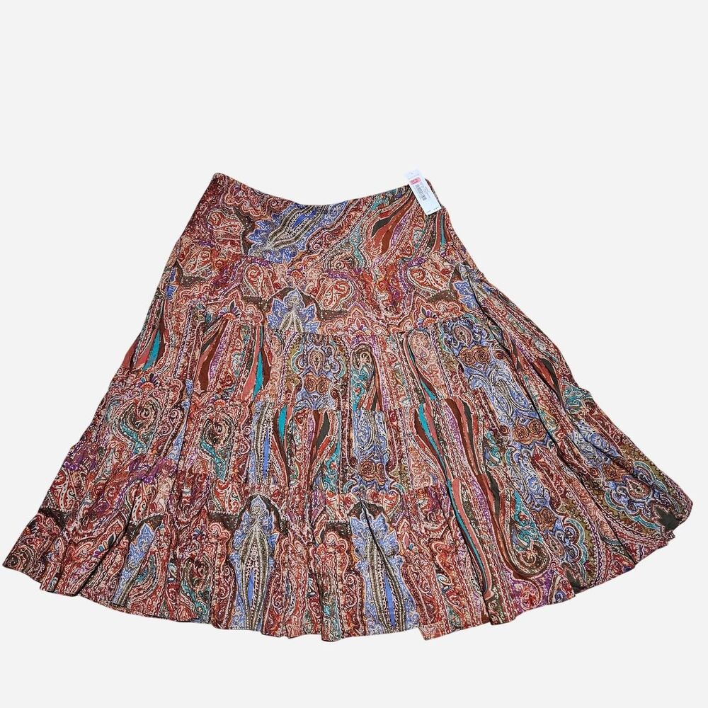 vintage boho whimsical paisley Lauren Ralph Lauren maxi skirt plus size